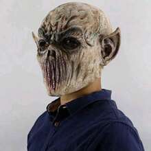 1pc Grey Pointy Ear Alien Monster Latex Mask, Suitable For Halloween Horror Party/Escape Room Costume, Hot-Selling Item - Multicolor - View 2
