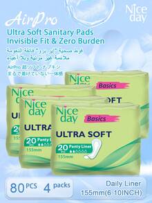 Niceday 155mm 20pcs/Pack Ultra Soft Panty Liners For Teenagers, Daily Ultra Thin Breathable Period Care Pads, Fast Absorption, No Foreign Body Sensation, Keeps Intimate Area Dry And Non-Irritating - 155mm (80pcs/4packs) - View 13