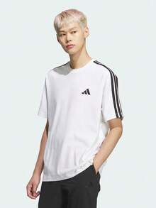 Adidas 男士 ES+ 3S 春夏針織無領短袖T恤 TKF3739 - 黑與白 - 查看 1