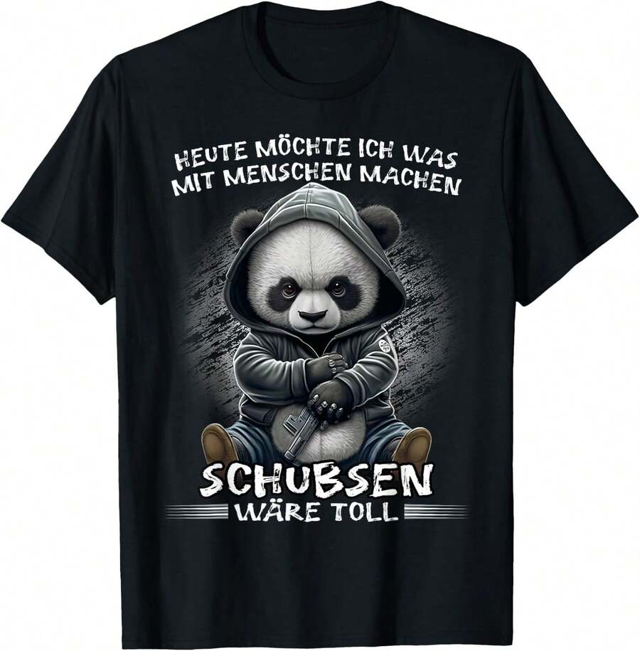 Local Brand, T-Shirt With German Text "Today I Want To Do Something With People. A Push Would Be Great." - 黑色 - 查看 1