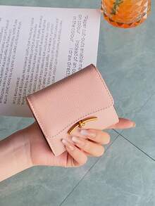 獨特金屬裝飾手風琴式多格卡夾女用錢包卡套，女用錢包 - 粉色 - 查看 3