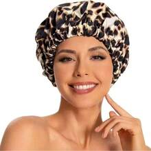 Gorro de ducha reutilizable para mujeres, gorro de ducha grande impermeable con banda elástica, gorro de baño lavable para cabello largo, rizado, trenzas, ducha diaria, spa en casa, viajes (Leopardo) - Ver 6