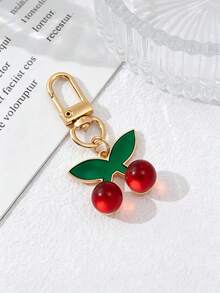 3pcs Cute Cherry Strawberry Keychain Pendant Set, Sweet Fruit Charms Versatile For Backpacks, Car Keys, Suitable As Small Gifts - Red - View 8