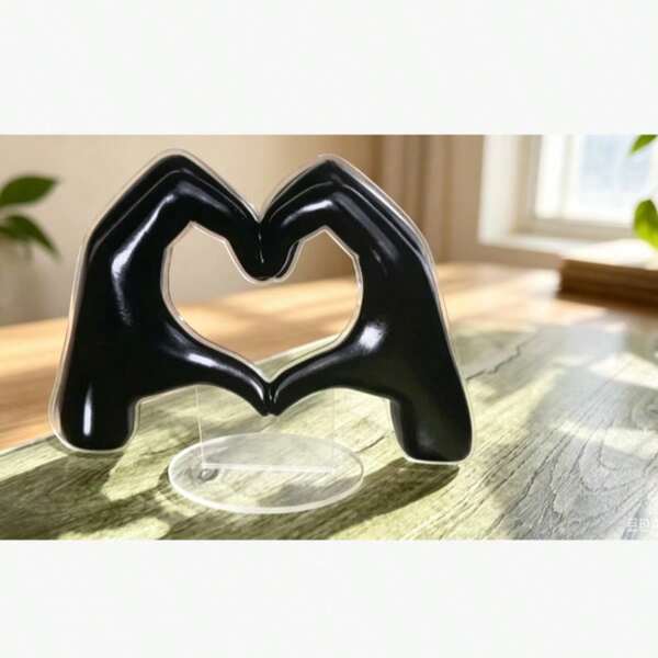 1pc 2D Flat High-Definition Printed Non-3D Decorative Hand Gesture Heart Acrylic Ornament