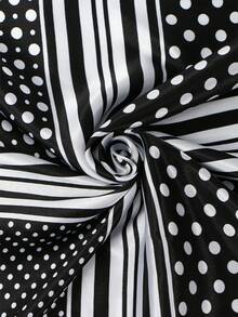 1PC 2026 Minimalist Polka Dot Printed Spring Headscarf, Women's Multifunctional Belt Accessory, Fashionable Scarf For Headbands And Headwear - Black - View 6