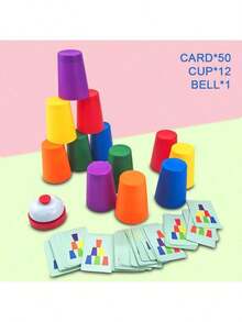 Stacking Cups Game Set, Desktop Puzzle Competition Game, Color Sorting Recognition Educational Training, Logical Thinking Training, Stacking Cups Interactive Game, Party Game Gift - Multicolor - View 8