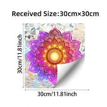 1pc Prism Rainbow Mandala Window Stickers Shiny Colorful Floral Lotus Pattern Light Refraction Iridescent Design Self Adhesive PVC Decals For Home Glass Window Bohemian Spiritual Holiday Decor, Diwali - Mandala - View 2