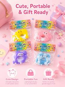Cute Squeeze Family Donut Squishy Toy, Super Soft Slow Rebound Squeeze Toy, Cute Colorful Donut Shaped Stress Relief Ball, Portable Sensory Relief Toy, Suitable For Relieving Stress And Anxiety, Perfect For Students, Office Workers And Party Gifts Desk Toy - Multicolor - View 5