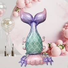 1pc New Large 61.2 Inch 3D Mermaid Tail Base Aluminum Foil Balloon, Suitable For Mermaid Theme Ocean Theme Party Decoration Balloon - View 2