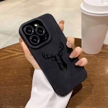 Antler Pattern Faux Leather Phone Case For IPhone 17 16 Pro Max 15 14 13 12 11 Pro Max XR X XS 7 8 Plus  Anti-Drop Cover 01CI - 淺灰色 - 查看 2