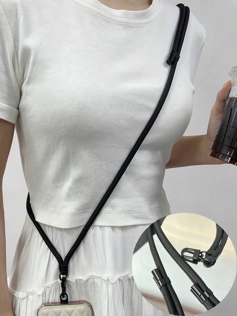 Lanière de téléphone bandoulière réglable, chaîne de téléphone flexible anti-perte, accessoire universel pour smartphone, anneau de porte-clés pratique, corde d'escalade tressée en polyester, anti-chute pour sports de plein air, randonnée et course - Multicolore - Voir 1