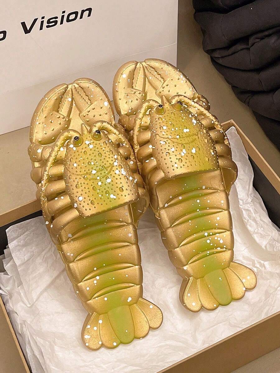 男士小龍蝦造型拖鞋，創意趣味涼拖，室內居家與沙灘拖鞋
