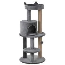 PawHut 104 Cm Cat Tree, Cat Condo Tree Tower, Cat Activity Centre With Scratching Posts, Plush Perches, Hanging Ball - Grey - T0001-01-4414 - View 1
