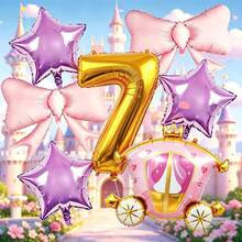 Dream Princess Carriage Balloon Set, Includes Gold Number, Bow, Star And Carriage Balloons, Suitable For Princess Theme Birthday Decoration, Fairy Tale Style Party And Other Occasions - View 10