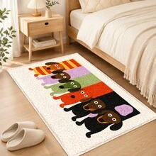 1pc Dachshund Soft Comfortable Home Decor Mat, Illustration Style, TPR Non-Slip Backing, Faux Cashmere Floor Covering, Machine Washable, Suitable For Entryway, Porch, Indoor, Living Room, Bedroom, Bathroom, Laundry Room, Dorm, Game Room - Multicolor - View 4
