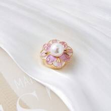 2 chiếc khuy cài cổ tay hoa tráng men phong cách vintage thời trang, nút trang trí, phù hợp cho nữ mặc hàng ngày và dịp lễ, quà tặng tinh tế cho bạn bè - Nhiều màu - Xem 6