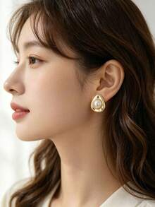 6-18PCS Gold Fashion Elegant Casual Women's Earrings Set, Includes Pearl Studs, Flower, Water Drop, Wave Geometric Design, Suitable For Daily Commute, Date, Vacation, Everyday Versatile, Unique Non-Clashing Style - Gold - View 6