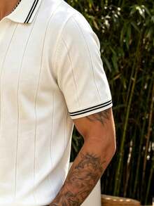 Men's Fashion Casual Vacation Style Short Sleeve Polo Shirt - White - View 8