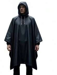1/2pcs Black Reusable Raincoat, Portable Waterproof Long Thick Cape, Suitable For Travel And Outdoor Activities, Ideal For Backpacking, Hiking, Fishing And More - Multicolor - View 10