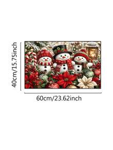 1/16pcs 15.75x23.62in/19.69x31.5in Christmas Snowman Pattern, Decorated With Poinsettia, Christmas Balls And Red Holly Berries, Suitable For Entryway, Kitchen, Balcony, Bedroom And Other Areas, Adding Festive Winter Atmosphere To Home Decor - Multicolor - View 11