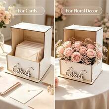 1pc Exclusive Wooden Greeting Card Box, Dual-Use, Greeting Card Box/Flower Display Box. Suitable For Wedding/Party/Birthday/Event/Anniversary/Celebration/Bridal Shower - A - View 6
