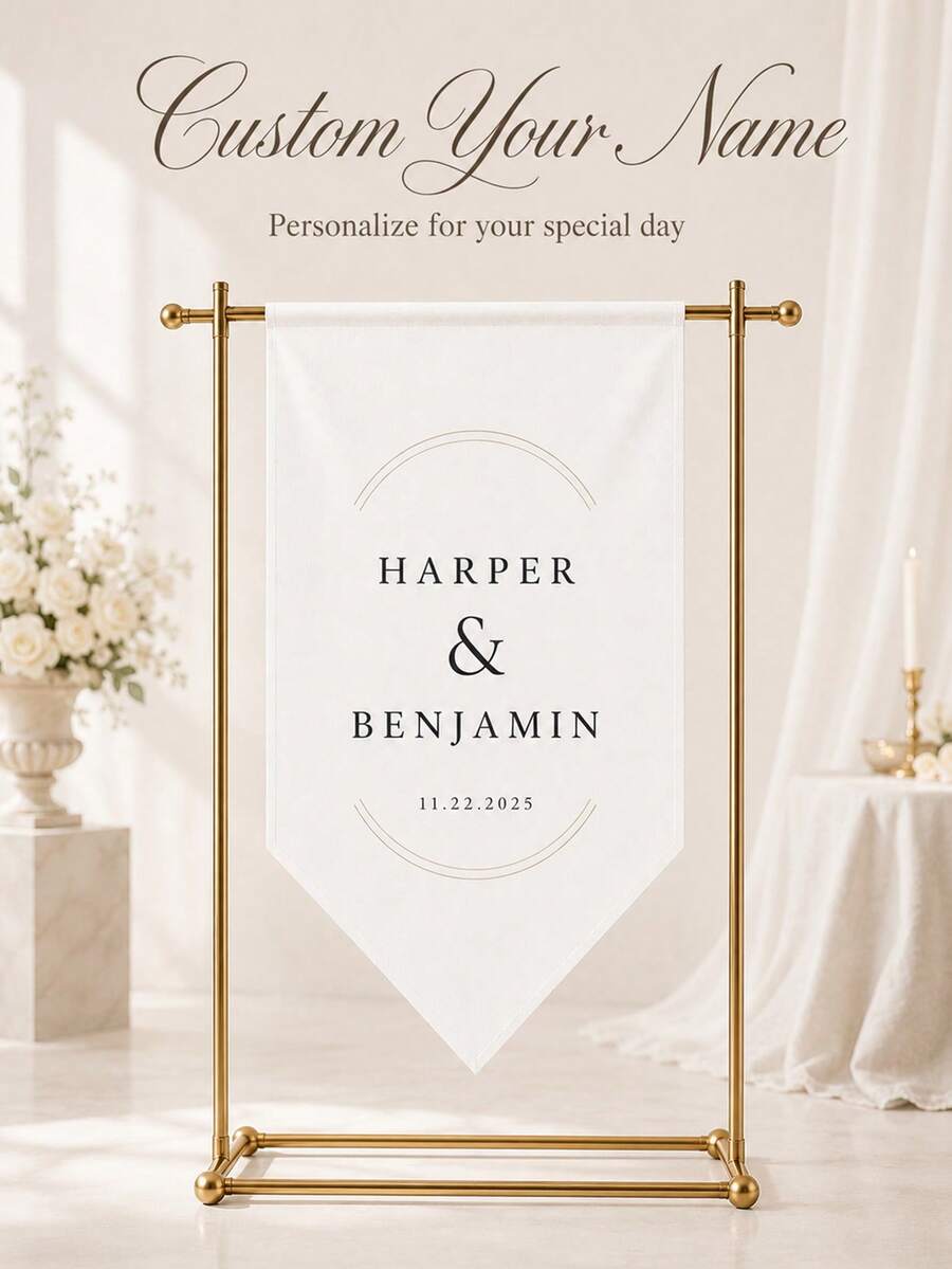 Welcome To Our Wedding Rustic Wedding Welcome Banner, Minimalist Ceremony Banner, Suitable For Wedding, Birthday And Party Backdrop - Multicolor - View 1