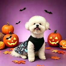 1pc Dog Dress, Halloween Skull Print Dress, Suitable For Small/Medium Dogs, Puppies, Cats, Perfect For Halloween Party, Halloween Costume, Halloween Perfect Gift - Purple - View 7