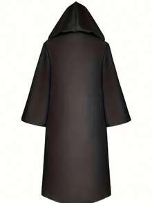 1pc Adult Clothing, Black Hooded Robe, Suitable For Halloween, Designed For Priest Role Play, Loose Fit Horror - Multicolor - View 3