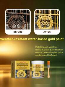 Weather-Resistant Water-Based Gold Paint, Metal Paint, Weather-Resistant Water-Based Roman Column Decorative Gold Paint, Outdoor Gold Leaf Paint - A - View 2