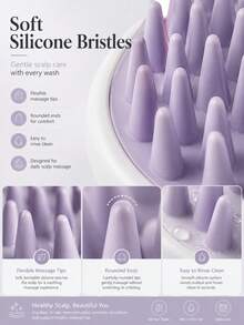 1pc Soft Silicone Shampoo Brush, Dry & Wet Use Scalp Massage Brush, Deep Cleaning Exfoliating Stress Relief, Handheld Shower Brush, Suitable For Home Bathing, SPA, Travel, Unisex For Adults, Students And Children - Multicolor - View 5
