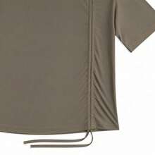 Li-Ning Women's Adjustable Drawstring Side Ruched Elastic Quick-Dry Breathable Cropped Short Sleeve Fitness T-Shirt ATSV900 - Palm Brown - View 11