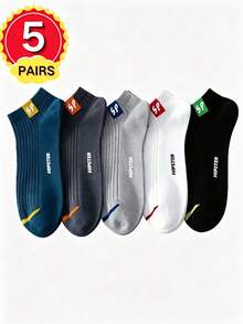 5 Pairs Men's All-Season Sports Socks, Comfortable Breathable Outdoor Casual Short Socks - Multicolor - View 9