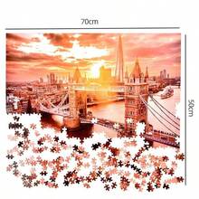1 Caja 1000 Piezas Rompecabezas, 70cm*50cm Pintura al Óleo Paisaje, Alivio del Estrés para Adultos, Arte Decorativo, Adecuado para Adolescentes para Aliviar el Estrés, Regalo de Fiesta, Ejercitar la Capacidad de Pensamiento, Regalo Perfecto (Regalo del Día de San Valentín, Regalo de Cumpleaños) - Multicolor - Ver 8