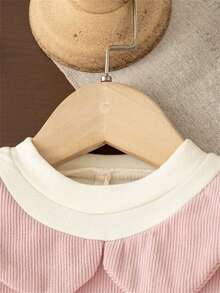 Autumn/Winter Cute Patchwork Baby Girl Dress And Heart-Shaped Bag Sweet Party Infant Dress - Pink - View 4