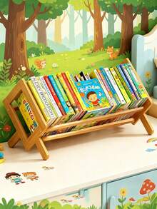 1pc Children's Room Bookshelf Desktop Kids Student Small Bookshelf Floor Standing Children's Desk Storage Rack - Khaki - View 2