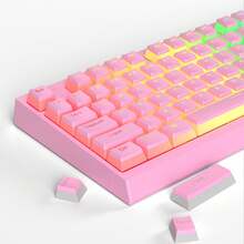 MageGee 130-Key Pudding Keycaps, PBT Keycap Set Customizable Keycap Set, OEM Height, Compatible With 100%, 75%, 65%, 60% Keyboards: Pink Pudding - Pink - View 1