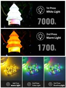 1pc Silicone LED Christmas Tree Night Light USB Rechargeable With 10m Storable String Light & Hook For Kids - A - View 4