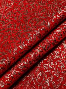1 pieza de tela de brocado jacquard floral púrpura ornamentada, textil tejido con fondo púrpura y flores de volutas doradas-verdes, material duradero y lujoso para vestimenta, vestidos de noche, tapicería, cortinas, fundas de cojín, decoración del hogar clásica y opulenta - 1 - Ver 19