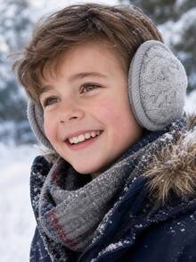 1PC 3-14Y Winter Knitted Warm Ear Muffs, Plush Ear Covers, Unisex Foldable Back-Wear Warm Ear Protectors, Plush Ear Muffs Suitable For Cold Winter - 1PCS - View 6