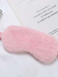 1pc Cute Plush Eye Mask, Soft Comfortable Sleep Eye Mask Travel Accessory, Suitable For Home And Travel Use - Baby Pink - View 5