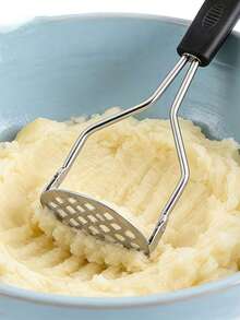 1pc Stainless Steel Potato Masher, Manual Vegetable & Bean Masher, Suitable For Potato, Sweet Potato, Beans And Vegetables, Home Cooking Meal Prep Kitchen Tool, Mother's Day, Spring Cooking - Black - View 6