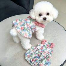 Summer Floral Spaghetti Strap Pumpkin Dress For Small Dogs, Breathable Cute Pet Vest Sun Dress, Bichon Frise Teddy Puppy Clothes - Multicolor - View 6