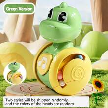 Cute Dinosaur Crawling Assistant Baby Toy, Press To Move Forward With Sound And Rattle, Suitable For 6-18 Months Infants, Interactive Push And Pull Toy, Perfect For Tummy Time Floor Play, Ideal Baby Shower, Newborn And 1st Birthday Gift - 彩色 - 查看 12