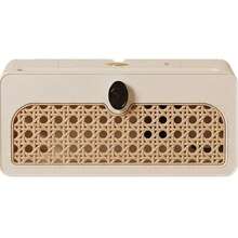 Caja organizadora de cables, de ABS con aspecto de ratán, para cables y regletas de enchufes, ideal para escritorio, espacio de trabajo, hogar y oficina (blanco). - Beis - Ver 9