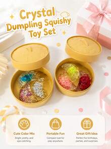 Soft & Squishy Dumpling And Bun Squeeze Toys, Cute Food-Inspired Stress Relief Toys With Glitter Gel And Foam Beads, Soft Slow Rebound Sensory Toys For Stress Relief, Sensory Play, Desk Fidget, Party Favors, Classroom Rewards, Gift Bags And Prizes - Multicolor - View 8