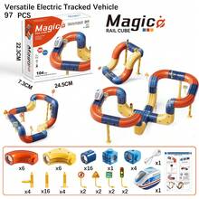 Variable Assembly Electric Track Train DIY 3D High-Speed Rail Toy, Can Run Vertically And With Lights, Educational Early Learning Birthday Gift For Boys & Girls, Suitable For Children & Kids Electric Train Set - Multicolor - View 10