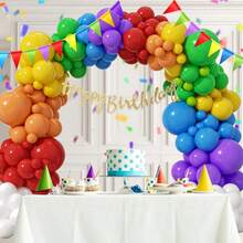 113pcs Rainbow Balloon Arch Set, Suitable For Decorating Boys' And Girls' Baby Shower, Children's Birthday Party, After-School Gathering And Graduation Ceremony. - 113pcs - View 2