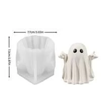 Halloween Cute Ghost Shaped Scented Candle Silicone Mold, DIY Craft Ornament Making Mold, Reusable And Easy To Demold - Transparent White - View 7