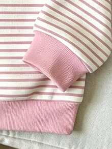 Young Girl Bow Pattern Warm Hooded Sweatshirt - White - View 4