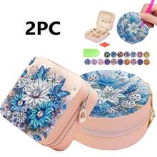 2pcs Diamond Painting Kit With Zipper Jewelry Box, Floral Pattern, Canvas Material, Partial Mosaic Craft, DIY Large Capacity, Suitable For Women Hobbyists, Thanksgiving Holiday Gift - View 17